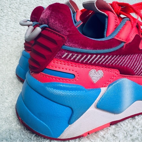Puma RS-X heart embroidered Valentines limited edition running shoes pink velour - Picture 5 of 14